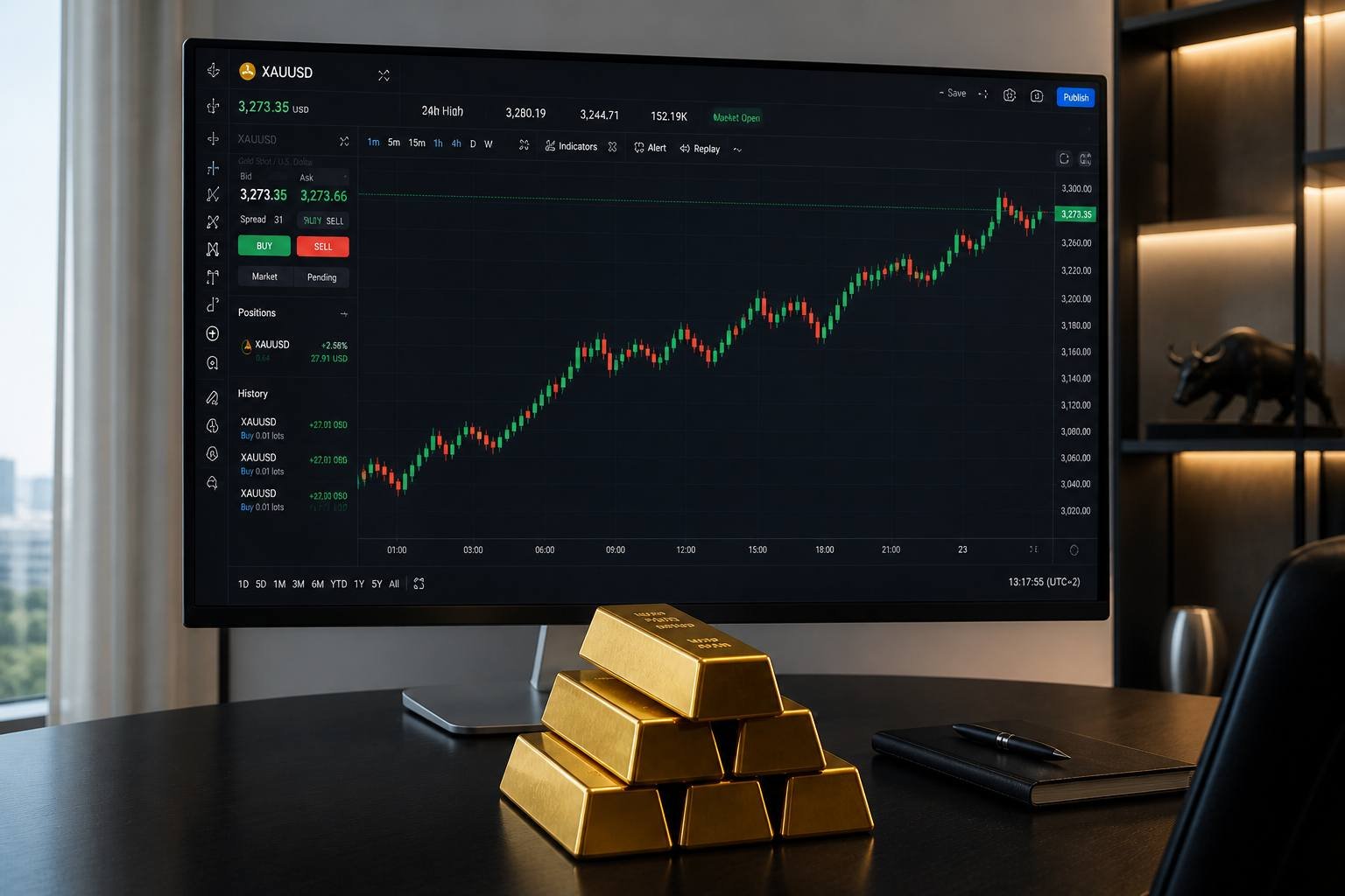 Gold prices rising XAUUSD chart and market analysis